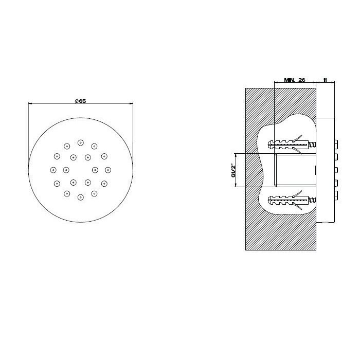 Gessi Inciso Боковая форсунка D65мм, цвет: Fnox 32971#149