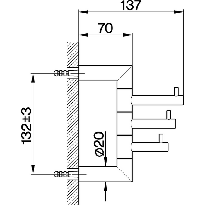 CISAL System Крючок тройной, цвет хром SY09070021