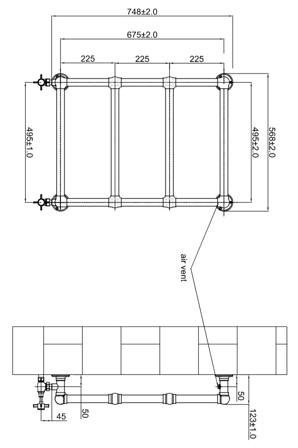Полотенцесушитель водяной 750x500mm, хром 717