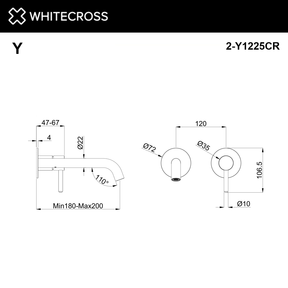Внешняя часть смесителя для умывальника WHITECROSS Y1225CR (хром)