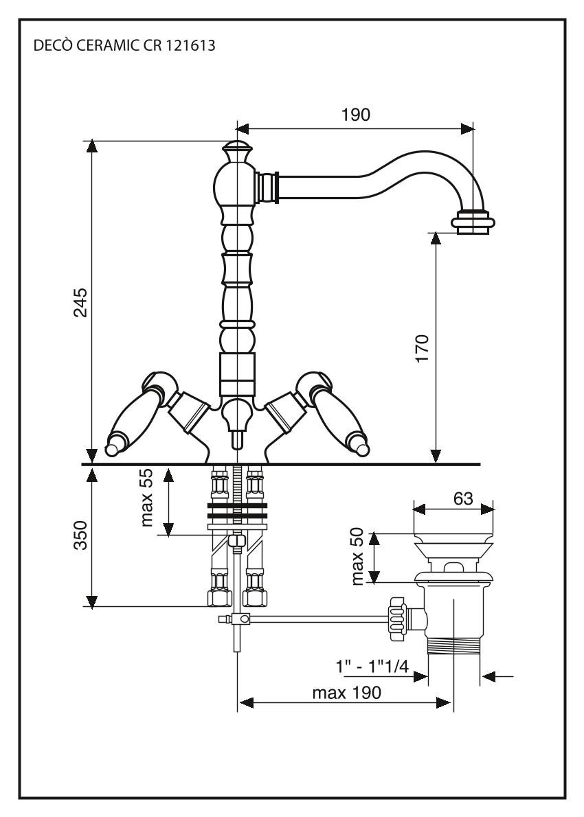 Emmevi Deco Ceramic, смесительм с донным клапаном для раковины, цвет золото 121613/OR