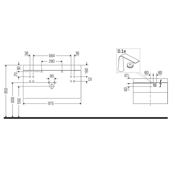 Duravit Happy D.2 Plus Тумба подвесная 97.5х49х46.8см, c-shaped с раковиной, с 1 отв., 2 ящика, выпуск и сифон в комплекте, цвет: графит суперматовый HP4348O8080