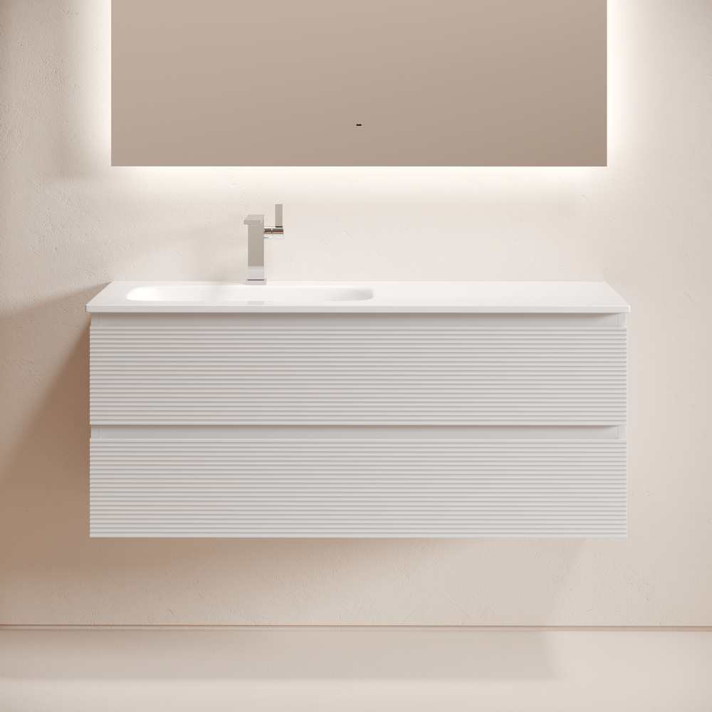 FL120LW Ceramica Nova Тумба подвесная SANCOS Folk  левая 1195х445х500, c двумя ящиками оснащенными доводчиками, Bianco, арт.FL120LW