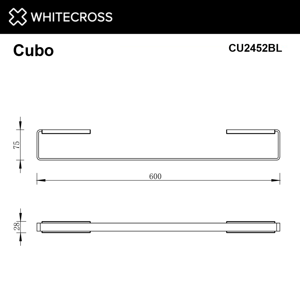 Полотенцедержатель 600 мм. WHITECROSS Cubo CU2452BL (черный мат)