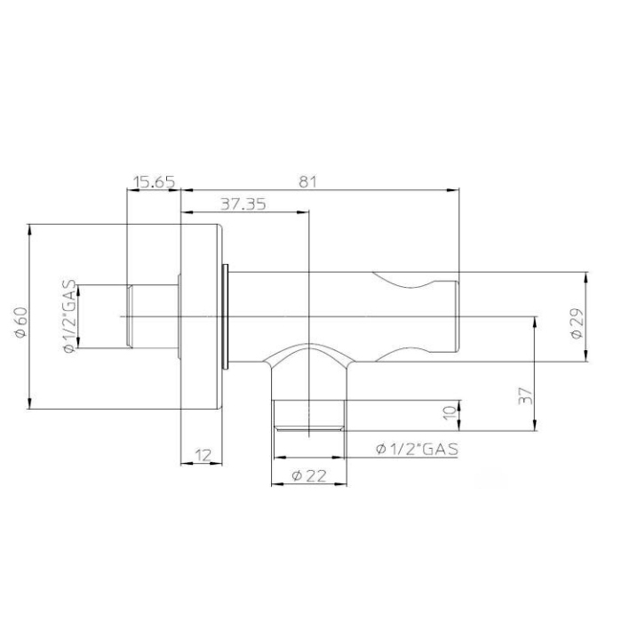 Bossini Alexa-Brass Гигиенический душ с держателем и шлангом 125см., цвет: хром C69005B.030