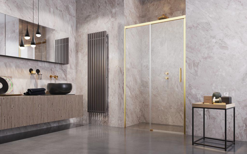 Раздвижные душевые двери 150 см IDEA Gold DWJ 387019-09-01L профиль золото
