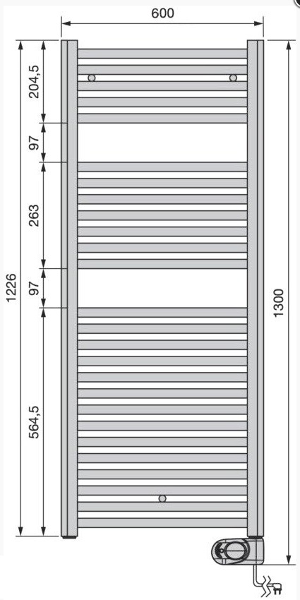 PBEZ-120-60/MQ Zehnder Aura полотенцесушитель электрический 1226х600, белый