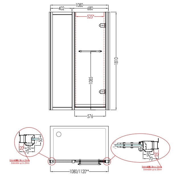 Дверь в душ 110 см Devon&Devon Savoy K70