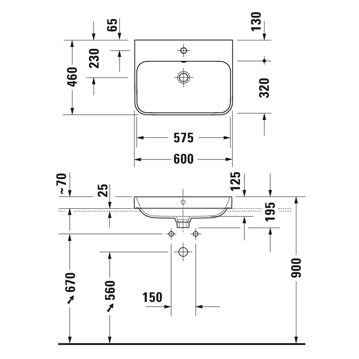 Duravit Happy D.2 Plus Раковина 60х46 см, 1 отв., с креплением, цвет: белый 2360600000
