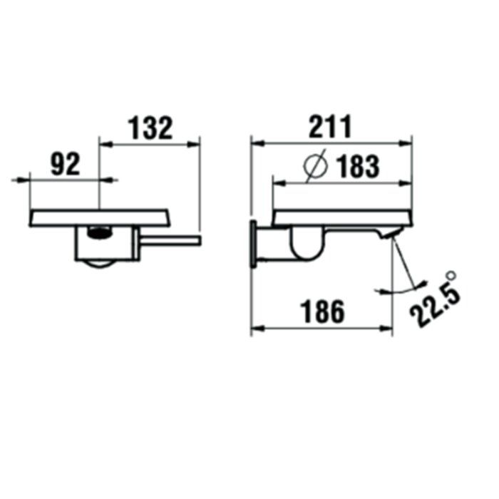 Laufen Kartell Смеситель для раковины настенный, на 1 отв, излив 186мм, цвет: хром 3.1133.7.004.120.1