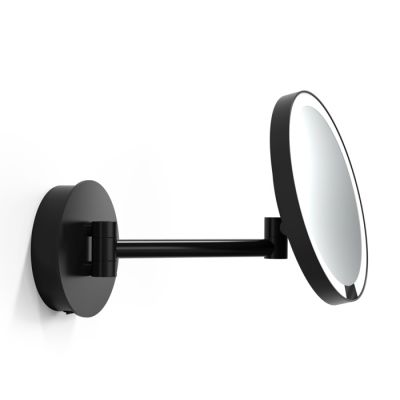 125860 Decor Walther Round Just Look WR Косметическое зеркало 21.5см, подвесное, увел. 5x, подсветка LED, цвет: черный матовый