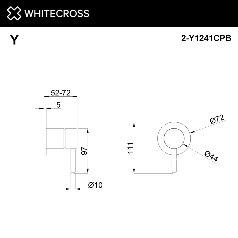 Внешняя часть смесителя на 1 потребитель WHITECROSS Y1241CPB (брашированная медь)