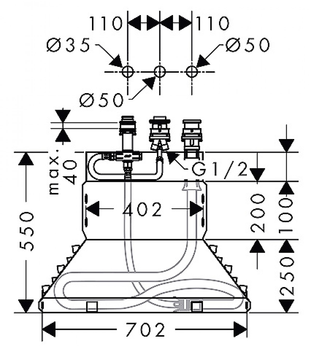 Скрытая часть смесителя Hansgrohe 13437180