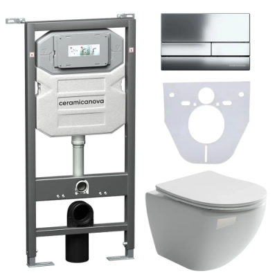 Комплект инсталляция унитаз кнопка Ceramica Nova CN4002_1002CH_1000
