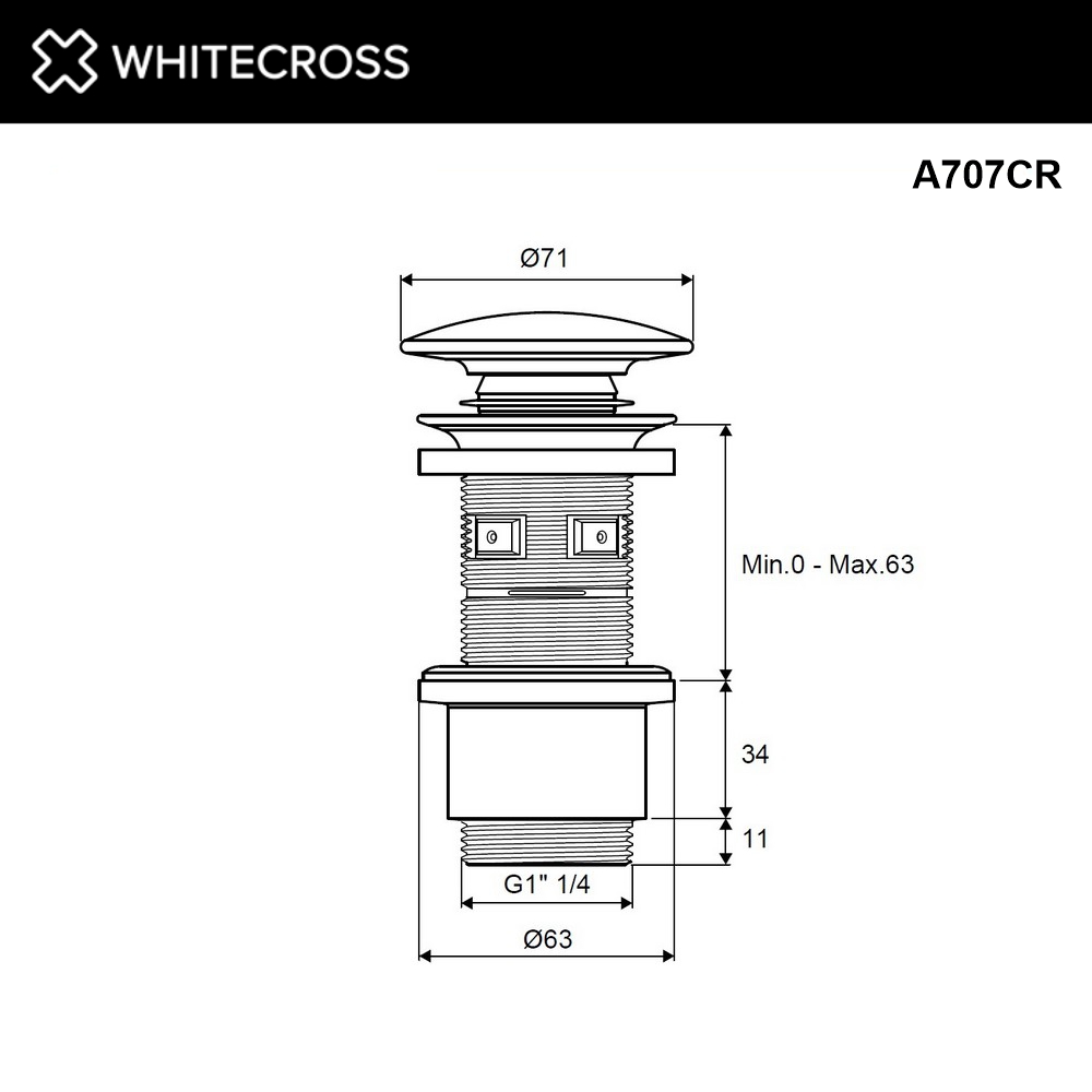 Донный клапан WHITECROSS A707CR (хром)