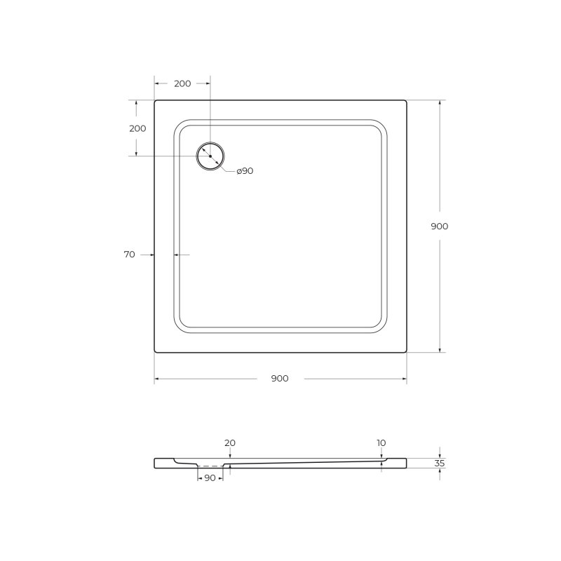 Cezares TRAY-M-A-90-35-W Поддон SMC 90x90 см