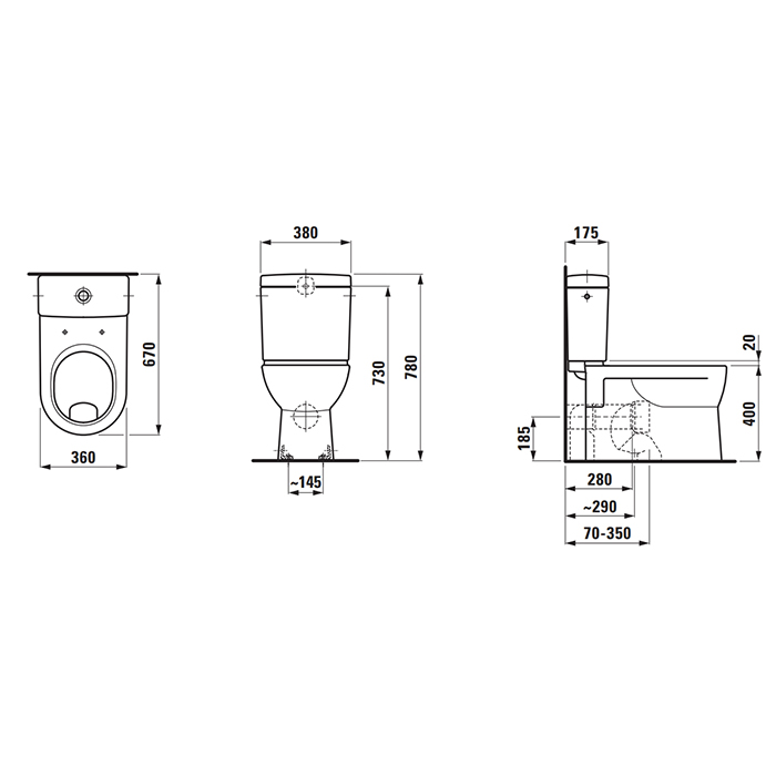 Laufen Pro Унитаз-компакт 67х36х40 см, c полочкой, выпуск Vario, цвет: белый 8.2495.9.000.000.1