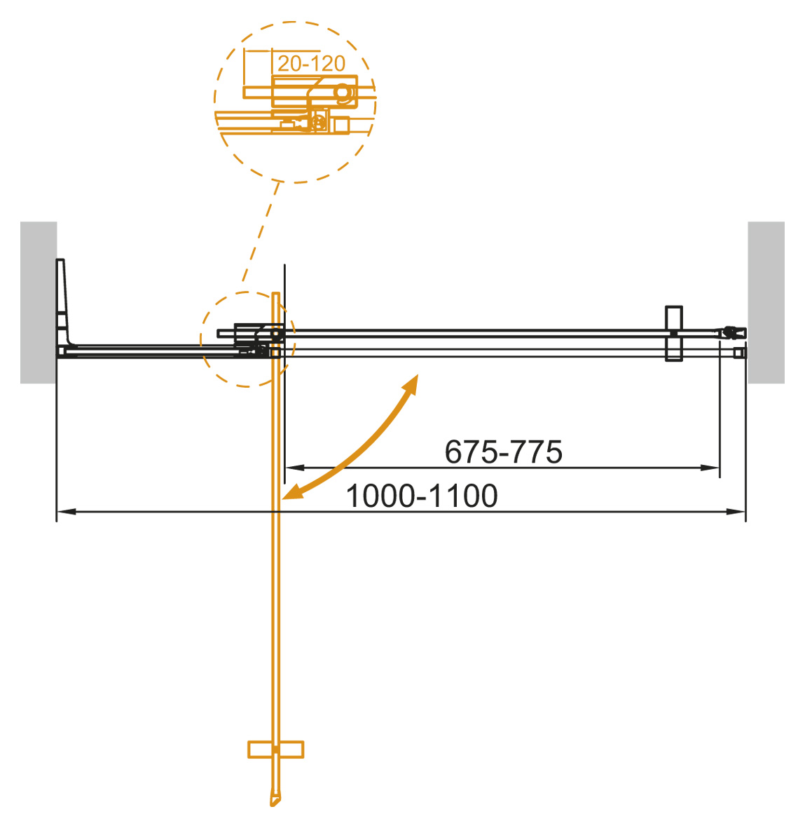 Cezares SLIDER-B-1-100/110-GRIGIO-GM Душевая дверь в нишу, профиль Оружейная сталь
