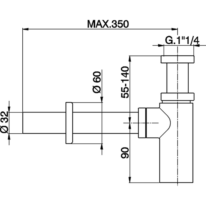 CISAL Сифон 1"1/4 для раковины, цвет никель матовый ZA0040422A