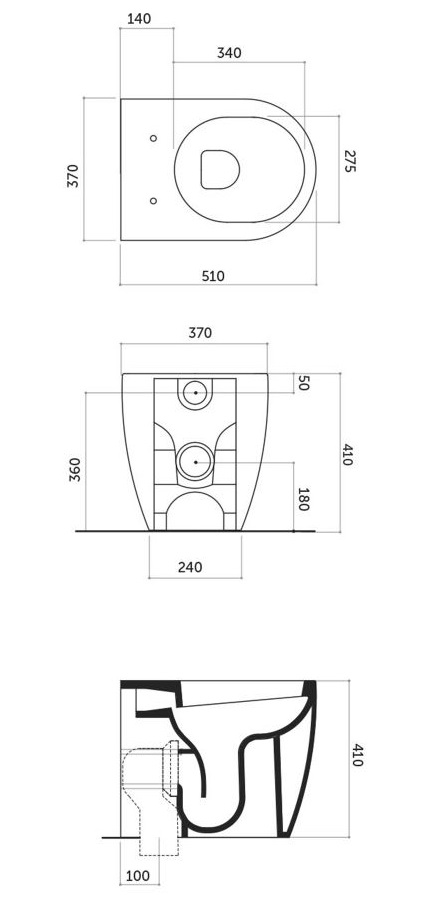Disegno Ceramica Skip Унитаз приставной безободковый SK002RIM52 чёрный матовый