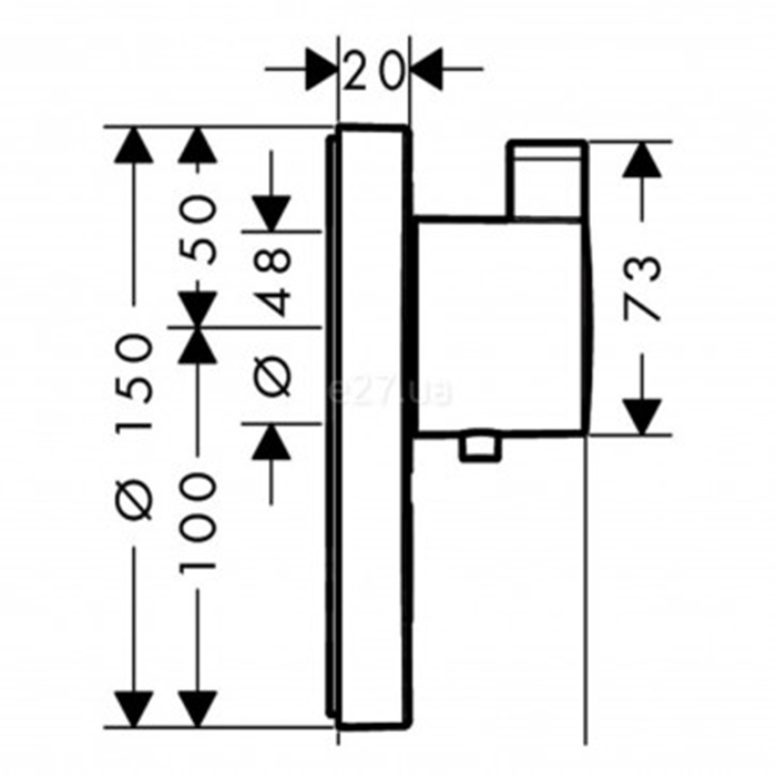 15742000 Hansgrohe ShowerSelect S Highflow Термостат для душа, внешняя часть, цвет: хром