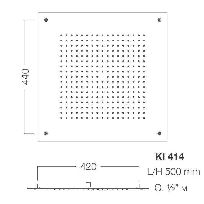 Graffio King KI414IX душ встраиваемый в потолок 500x500 хром