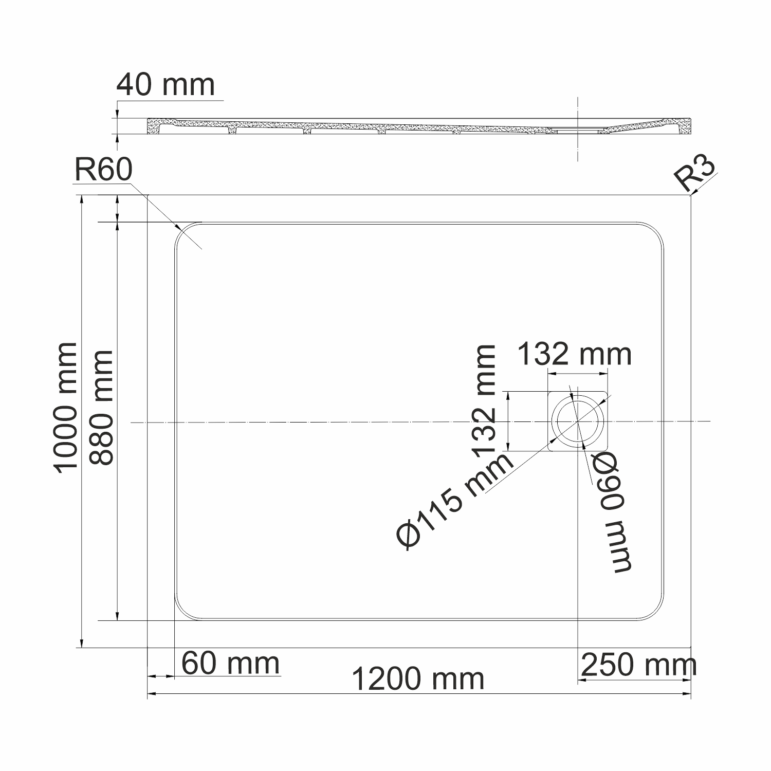Neime 19T10 Душевой поддон 120x100 темный мрамор