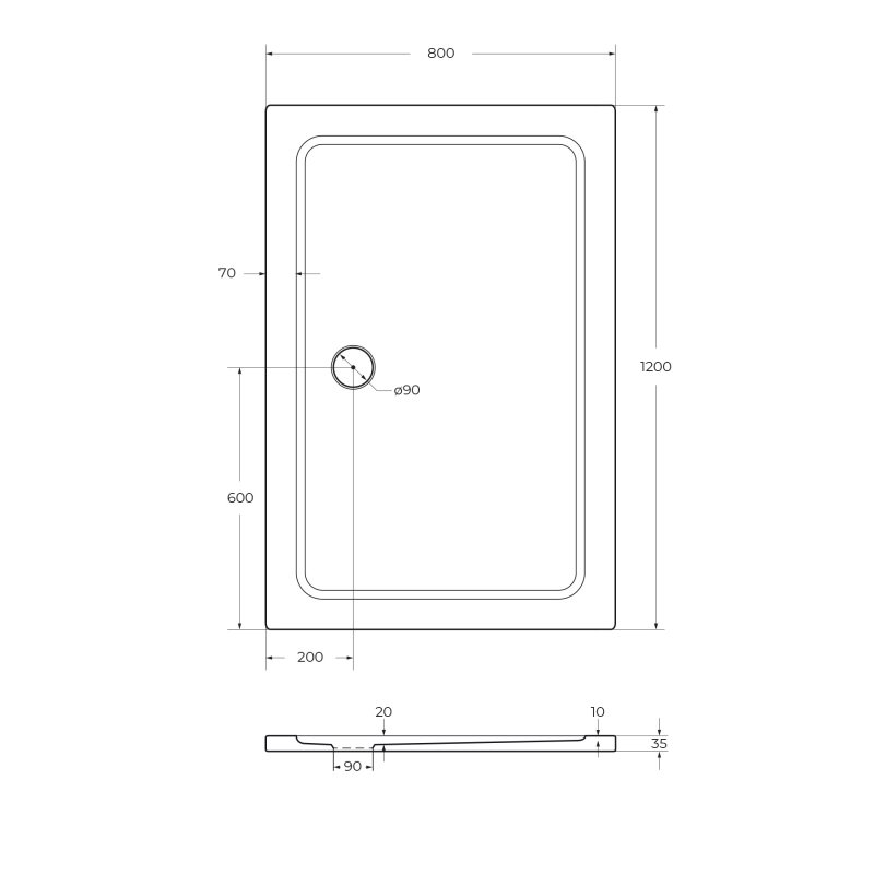 Cezares TRAY-M-AH-120/80-35-W Поддон SMC 80x120 см