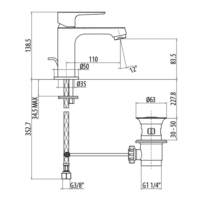 Gattoni H2omix3000 Смеситель для раковины цвет: хром 3041/30C0
