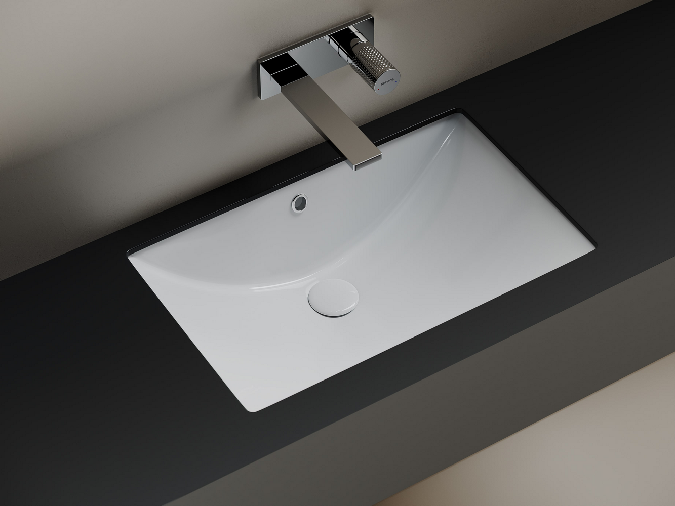 CN6082 Ceramica Nova Раковина встраиваемая снизу CERAMICANOVA Era  прямоугольной формы с отверстием слива- перелива  600x390x190 мм  цвет белый  арт. CN6082
