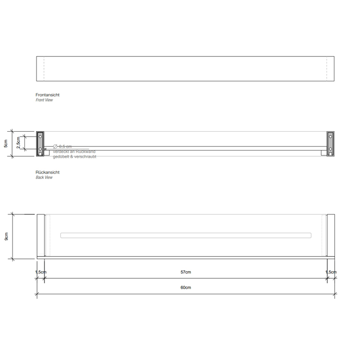 Decor Walther Brick DA60 Душевая полка 60x9см, акриловое белое стекло, подвесная, цвет: хром 593800