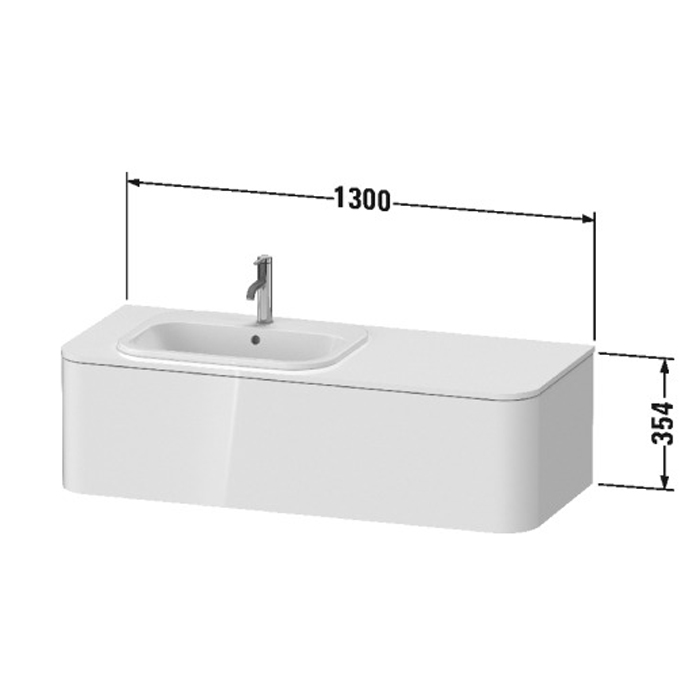 Duravit Happy D.2 Plus Тумба подвесная 130x55x35.4см, с раковиной и 2 ящиками, цвет: белый глянцевый HP031KM2222