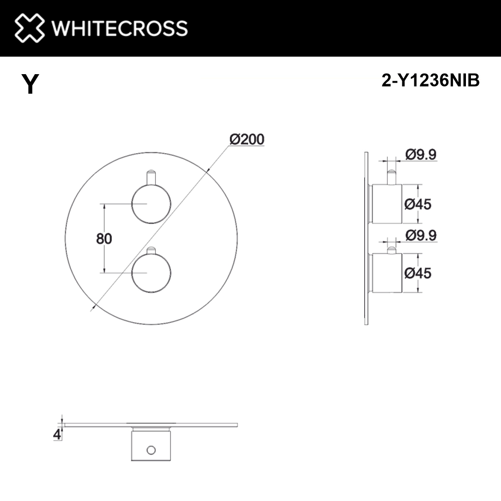 Внешняя часть смесителя для душа на 2 потребителя WHITECROSS Y1236NIB (брашированный никель)