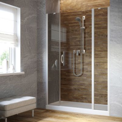 Душевая дверь в нишу  распашная  139-142 см, Vegas Glass EP-2F LUX 140 01 07 R/L, стекло тонированное, профиль белый