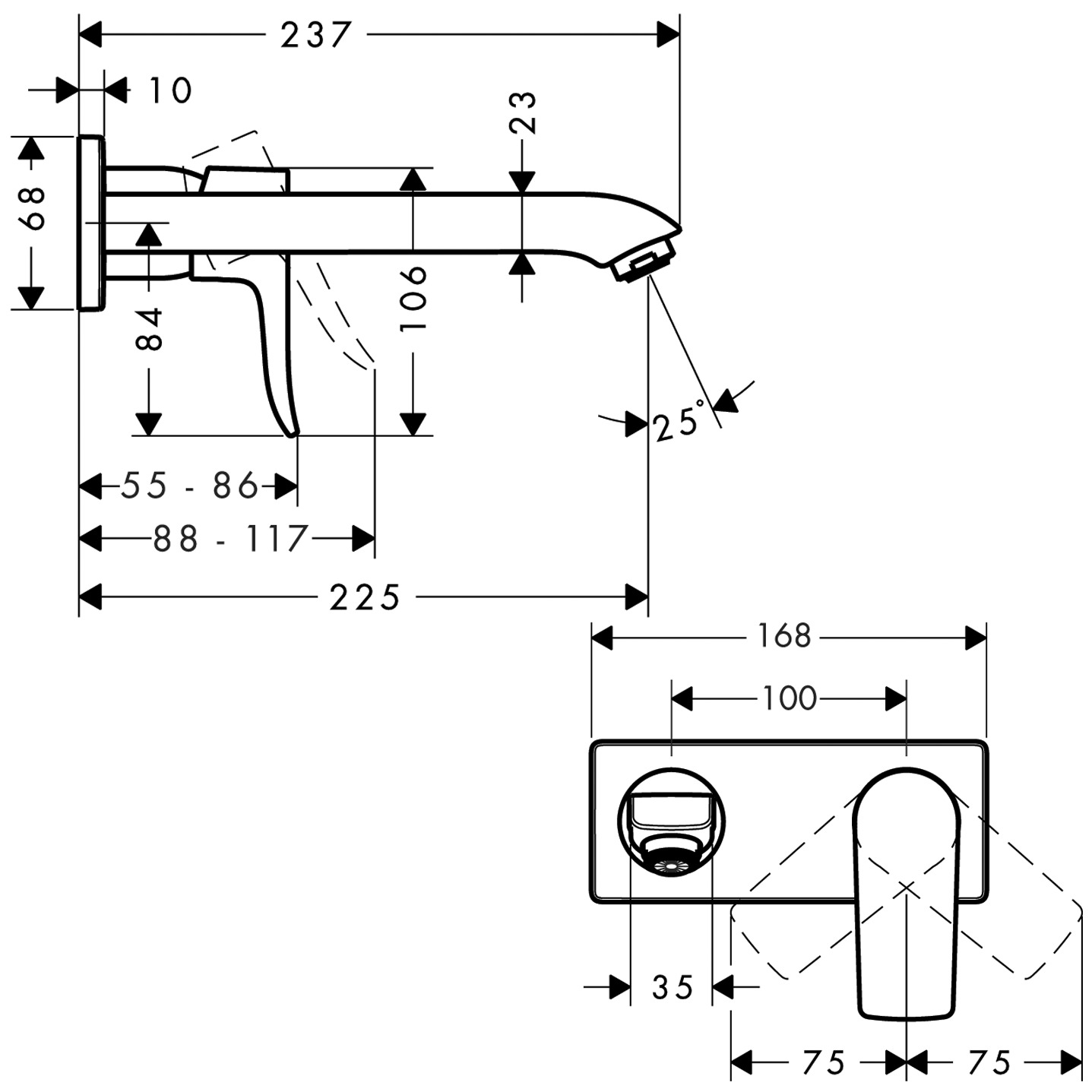 Смеситель для раковины встраиваемый Hansgrohe Metris 31086000