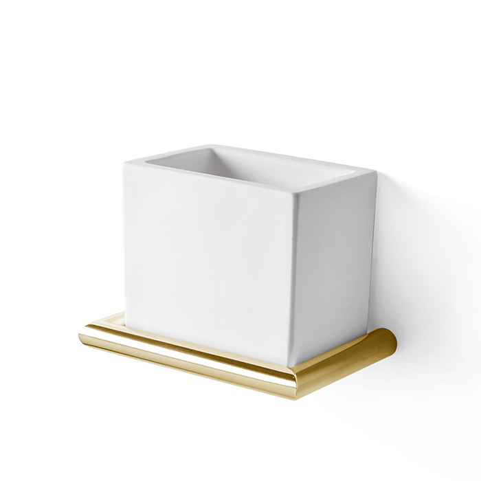 3SC Guy Стакан подвесной, композит Solid Surface, цвет: белый матовый/золото 24к. Lucido GU03GD