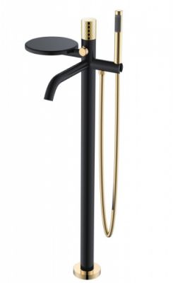 Смеситель для ванны напольный Boheme STICK BLACK DIAMOND GOLD 129-BG