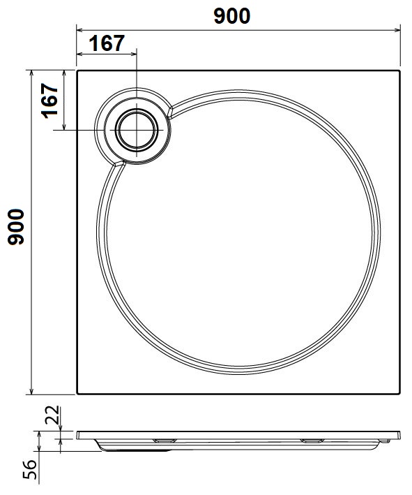 Cezares TRAY-S-A-90-56-W поддон из искусственного мрамора 900х900, белый (Bianco)