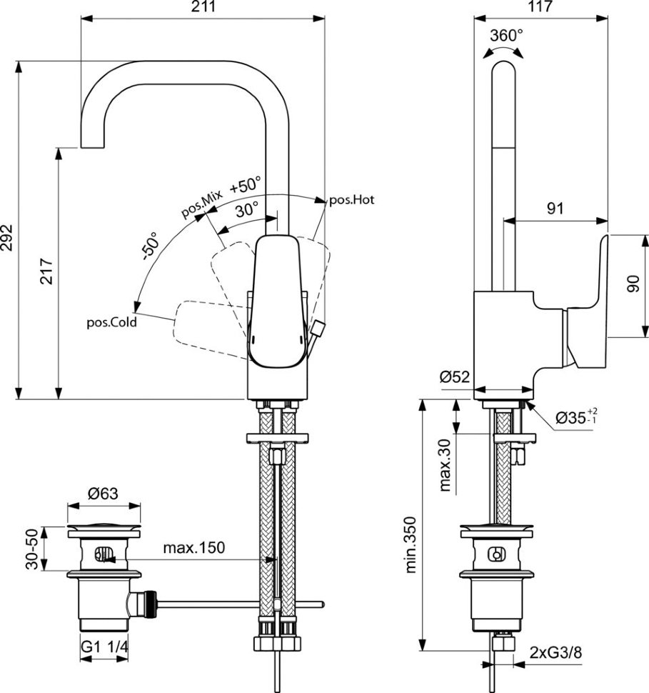 Смеситель для раковины Ideal Standard CERAPLAN III B0706AA