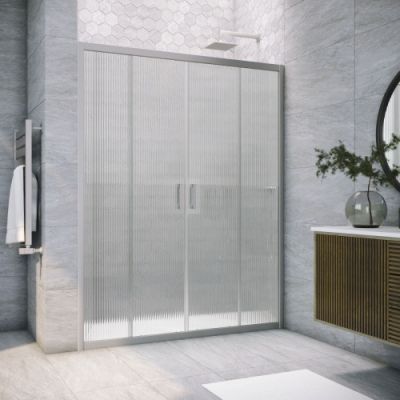 Душевая дверь в нишу  раздвижная 178-183 см, Vegas Glass Z2P NOVO 180 07 Moru стекло рифленое, профиль матовый хром