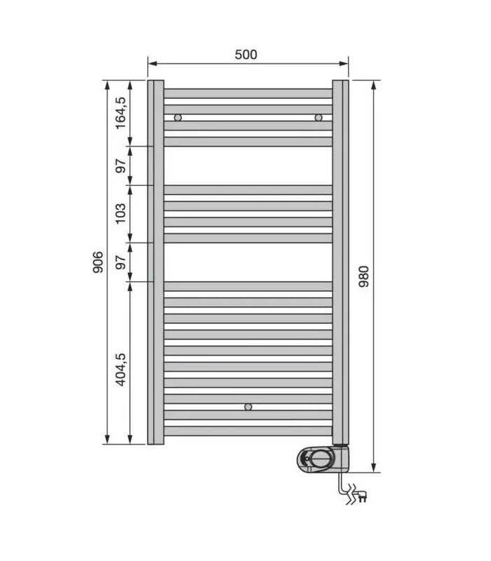PBEZ-090-50/MQ Ral 9016 Zehnder Aura полотенцесушитель электрический 906х500, белый