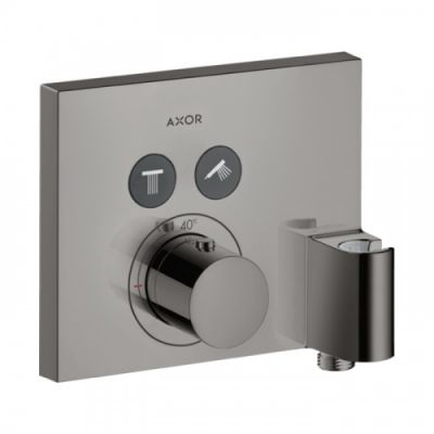 Axor ShowerSelect Смеситель для душа, встраиваемый, термостатический, на 2 выхода, с держателем ручного душа, (внешняя часть), цвет: полированный черный хром 36712330