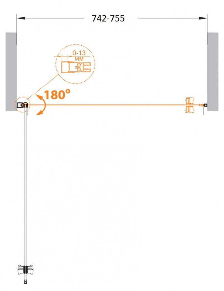 Cezares ECO O-B-1-75-C-Cr Душевая дверь 75 см, стекло прозрачное