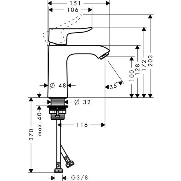 Hansgrohe Metris Смеситель для раковины, однорычажный, на 1 отв., излив: 15.1см., цвет: хром 31084000