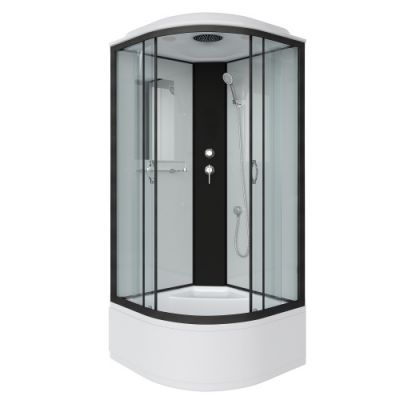 Душ.каб. NG-6707-14 (800х800х2150) высокий поддон(40см) стекло прозрачноеЕ черные профиля