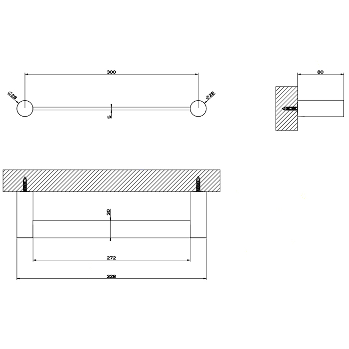 Gessi 316 Полотенцедержатель, 30 см, подвесной, цвет: шлифованная сталь 54797#239