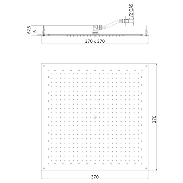 BOSSINI PARIS-CUBE Верхний душ 370 x 370 мм, FLAT, цвет: хром I01603.030