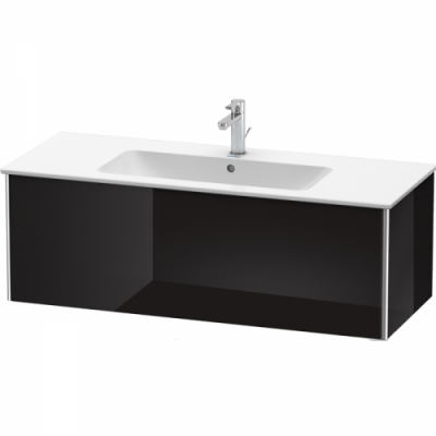 Duravit XSquare Тумба подвесная, 121х47.8х40см, с раковиной, с 1 выдв ящик, цвет: черный глянцевый XS407404040