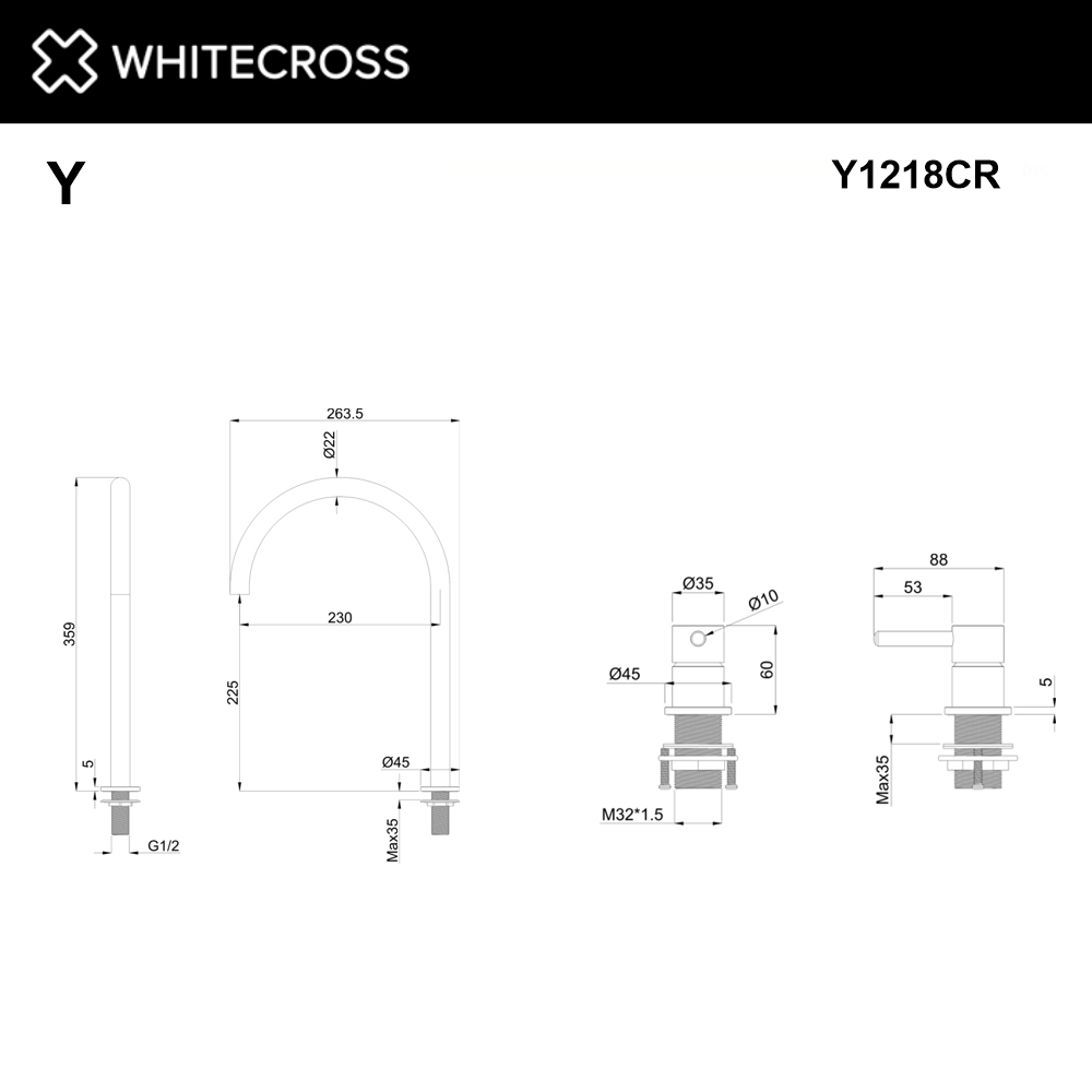 Смеситель для умывальника с выносным управлением WHITECROSS Y1218CR (хром)