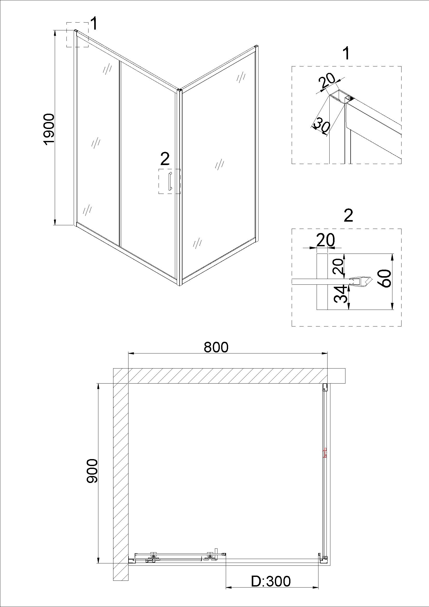 Боковая стенка NG-A90B (90х190) 1 место